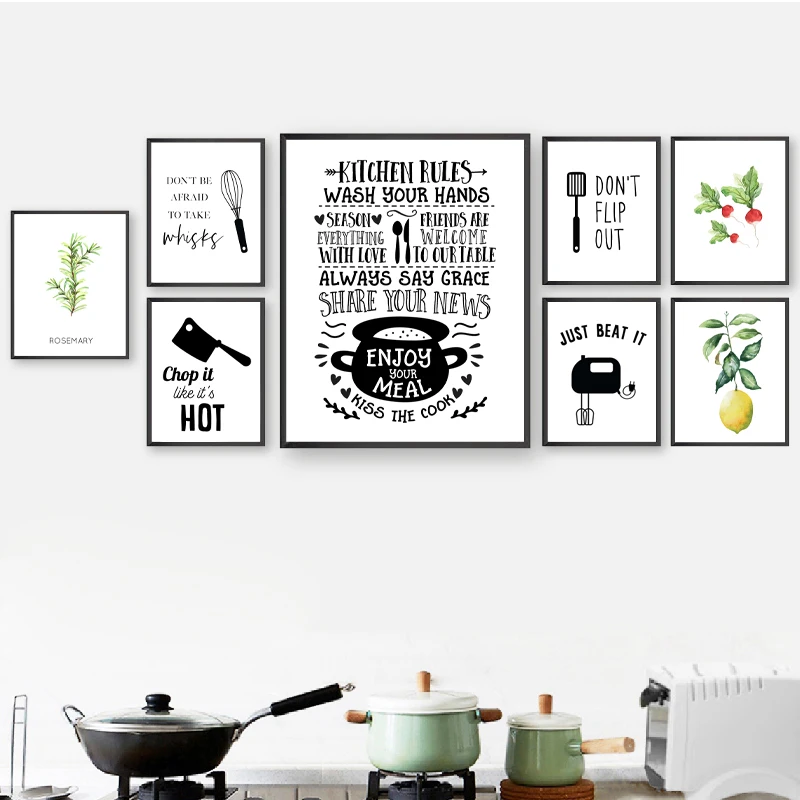 

Kitchen Rules Wall Art Canvas Painting Kitchen Typography Quote Modern Minimalism Posters And Prints Wall Pictures Kitchen Decor