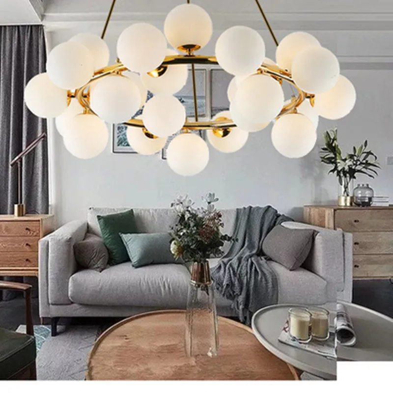 

Moden art pendant lights gold/black magic bean g4 interface fixtures for living dining room shop glass pendant lamp 110-240V