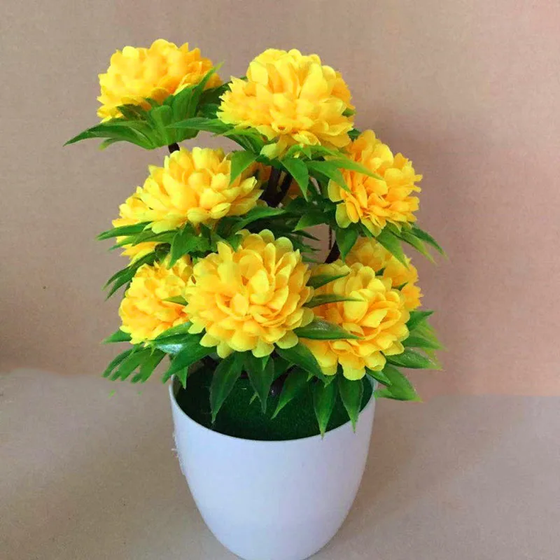 

Artificial Silk Chrysanthemums Flower Fake Potted Bonsai Plant Interior Decor