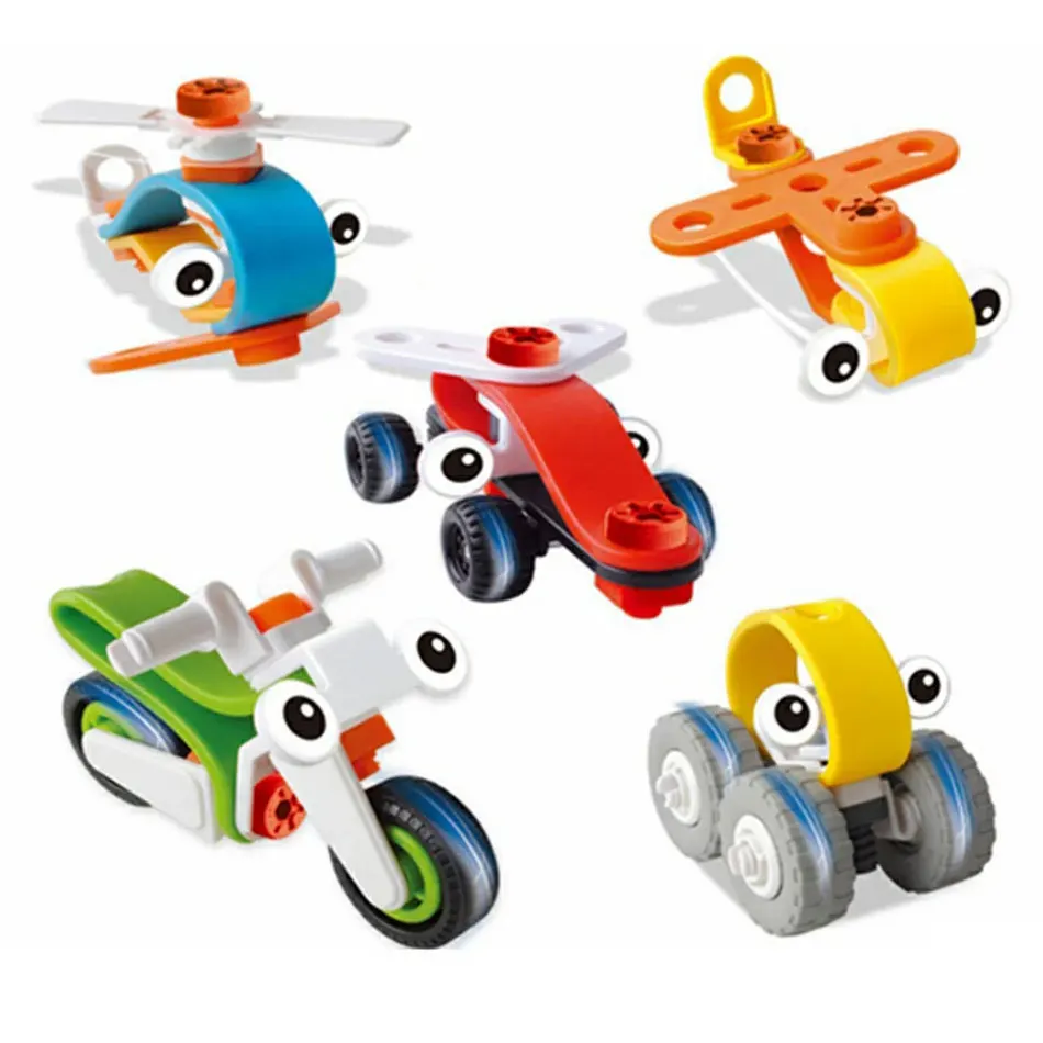 

5pcs Intelligent Truck Car Plane Motorcycle Model with Assembly tool Creative DIY Screw blocks Construction Toys for Children
