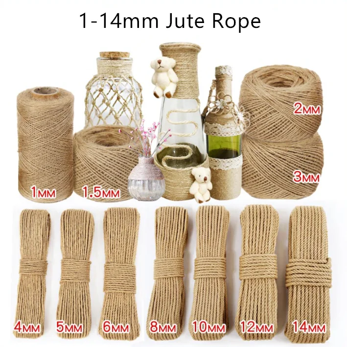 Веревка ручной работы из пеньки 1 мм-14 мм материалы для поделок декоративные