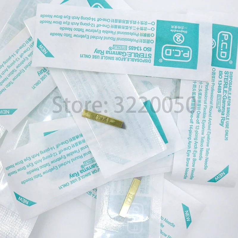 500 шт. nano blade laminas микроблейдинг иглы жесткий 12/14/12u/14u для микроблейдинга вышивка Перманентный макияж машинка для бровей