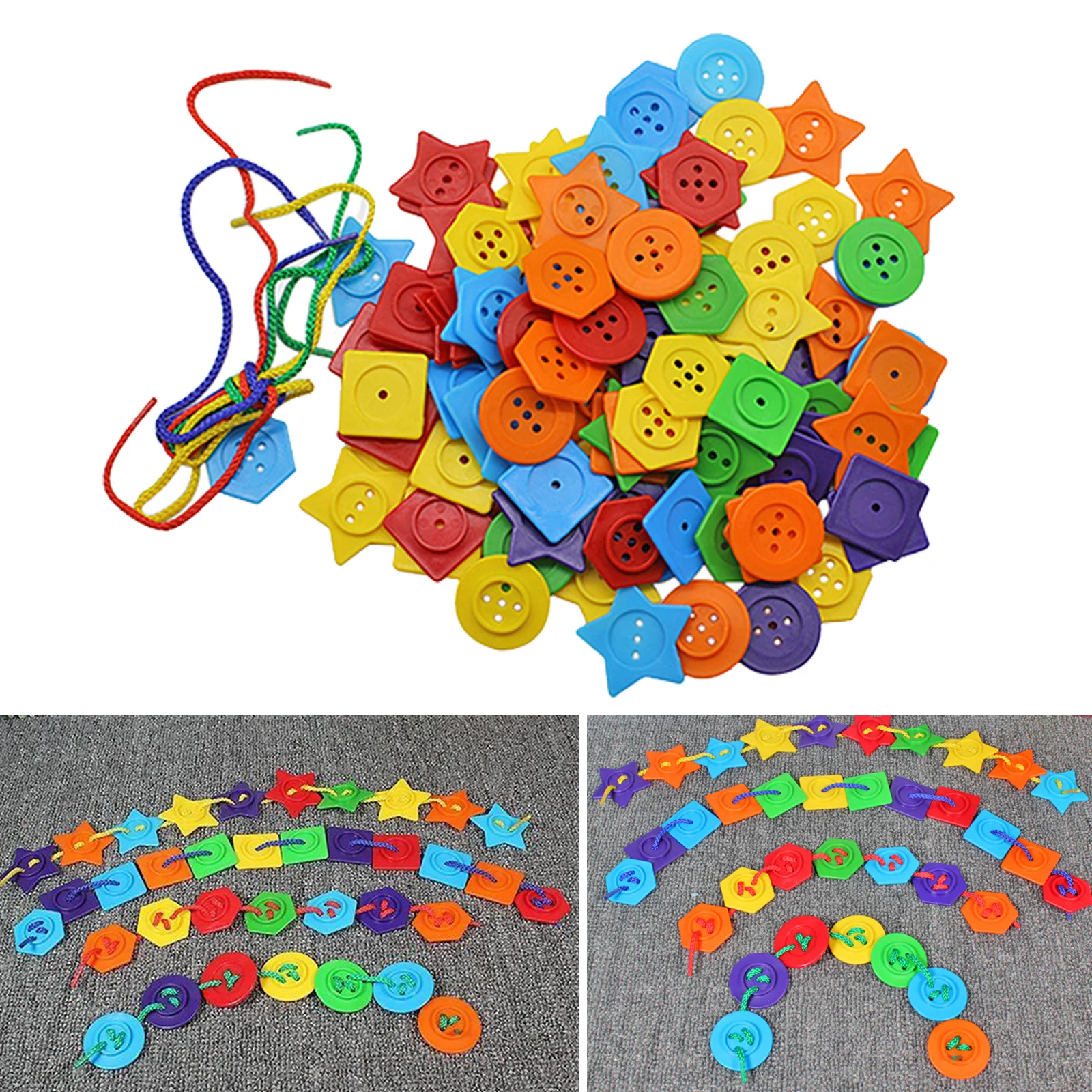 

Children Threading Buttons Educational Toy Toys Colorful Tangram Logic Game Early Learning for Toddlers