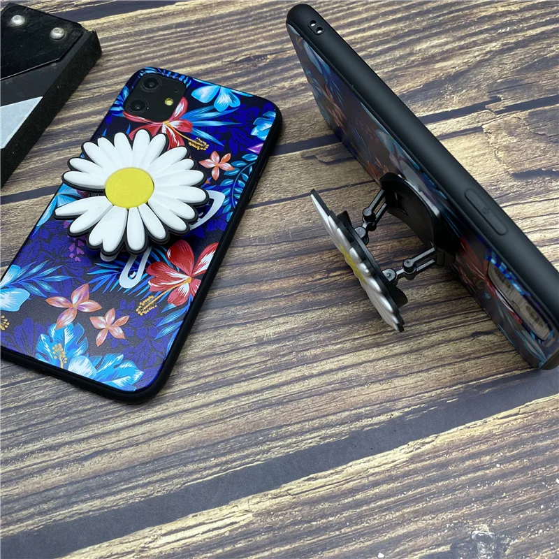 

Fashion Daisy Holder Ring Soft Case For Iphone 11 Pro X Xs Max Xr 8 7 6 6s Plus Matte Silicone Phone Cover Coque Fundas Capa