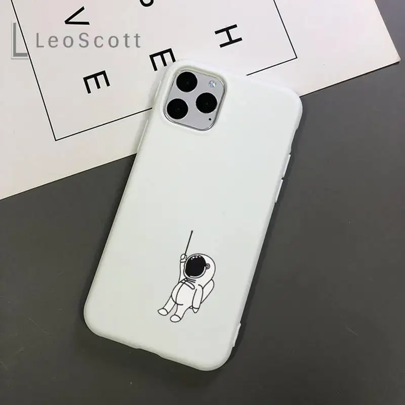 

Astronaut Star Space Cute Cartoon Phone Case Candy Color for iPhone 11 12 mini pro XS MAX 8 7 6 6S Plus X 5S SE 2020 XR