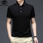 Рубашка-поло мужская с коротким рукавом, Классическая однотонная приталенная, Повседневная пляжная одежда, T1046, на лето