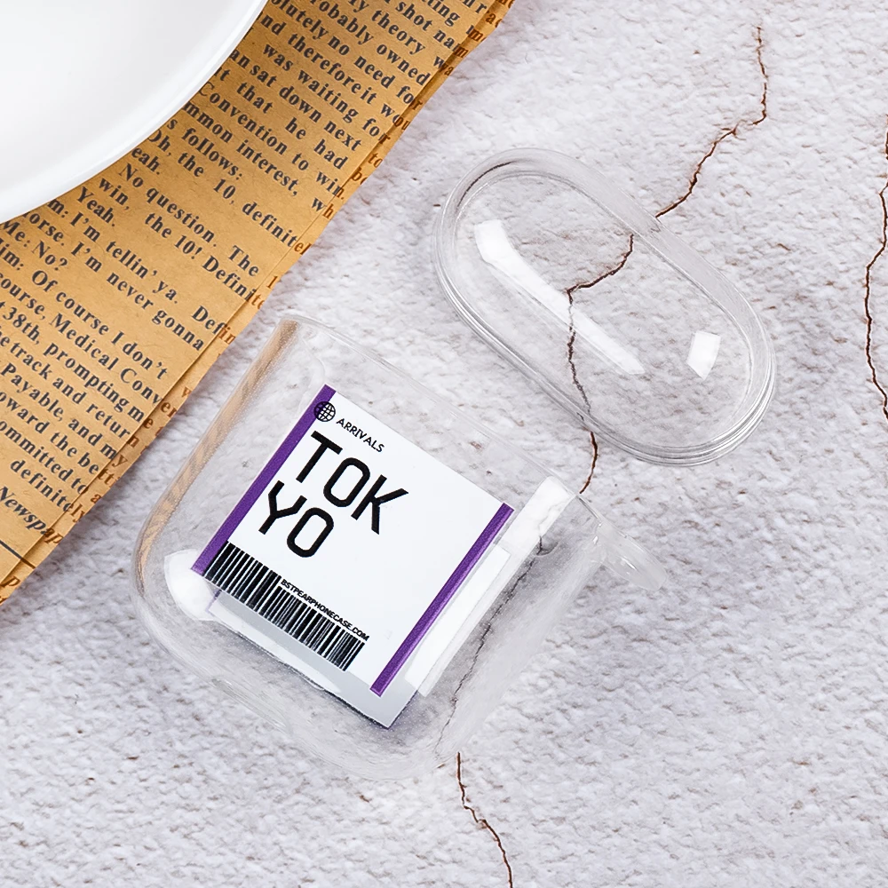 Модный чехол для авиа билета bluetooth гарнитура Airpods 2 1 Нью Йорк Лондон лейбл штрих