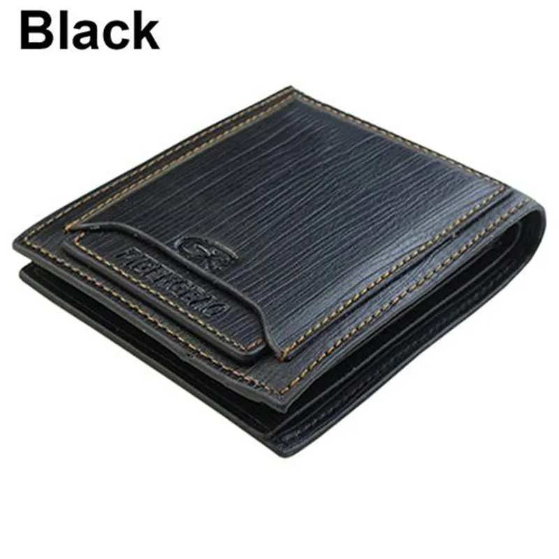 Мужской классический кожаный кошелек двойного сложения тонкий высокого