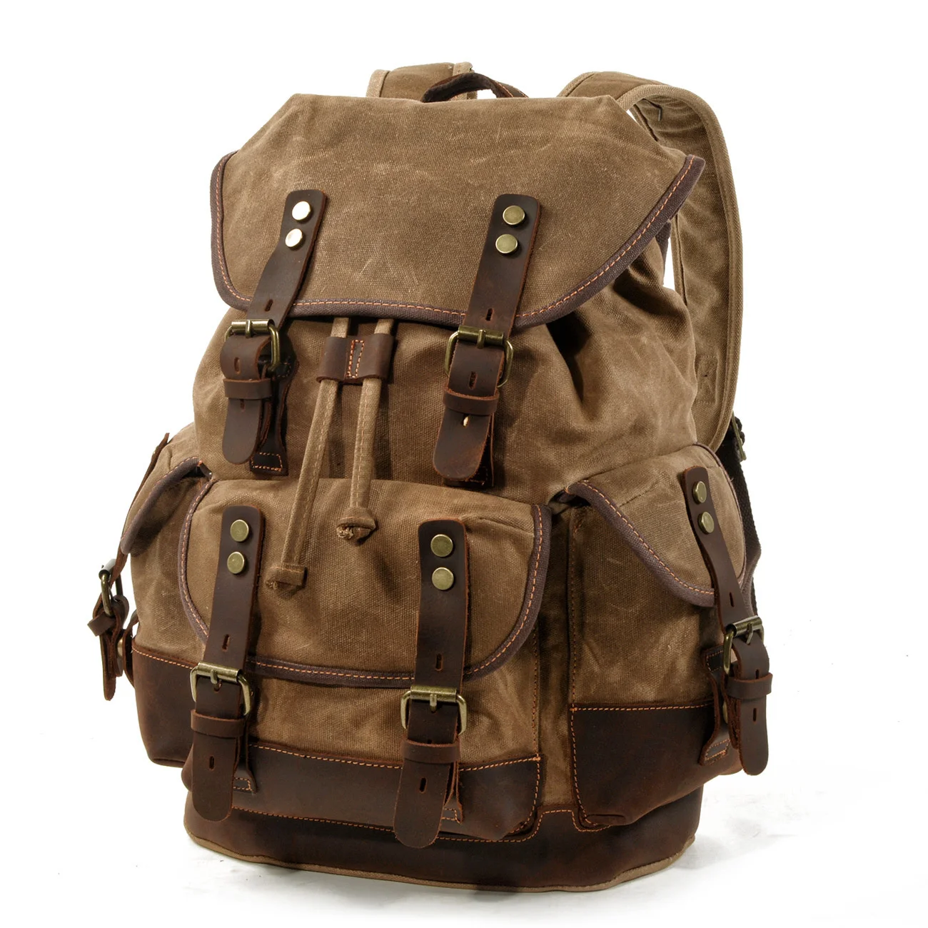 

New classic replica pepper salt backpack canvas leather men's backpack large capacity travel bag