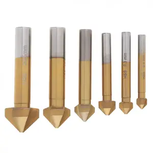6 шт. HSS Концевая фреза с титановым покрытием 90 градусов фаски Концевая фреза сверло фаски инструмент для снятия заусенцев для деревообработки
