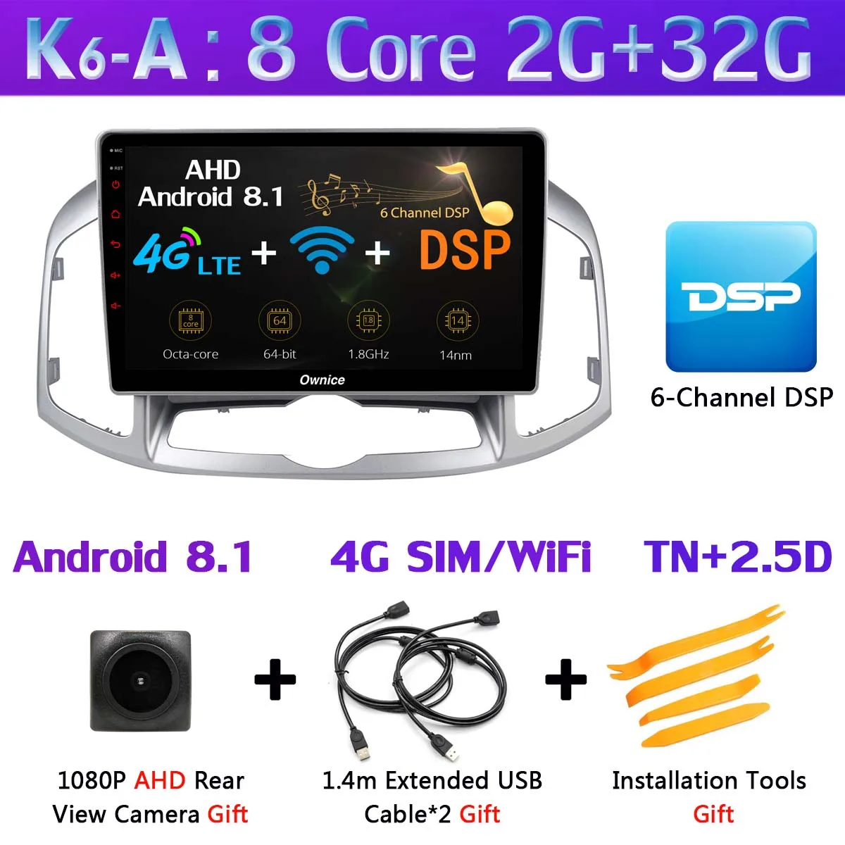 K6-A 360 ° панорамный 4G SIM Android 9,0 4G+ 64G gps компактное минирадио CarPlay автомобильный мультимедийный плеер gps радио для Chevrolet Captiva 2011 - Цвет: K6-A