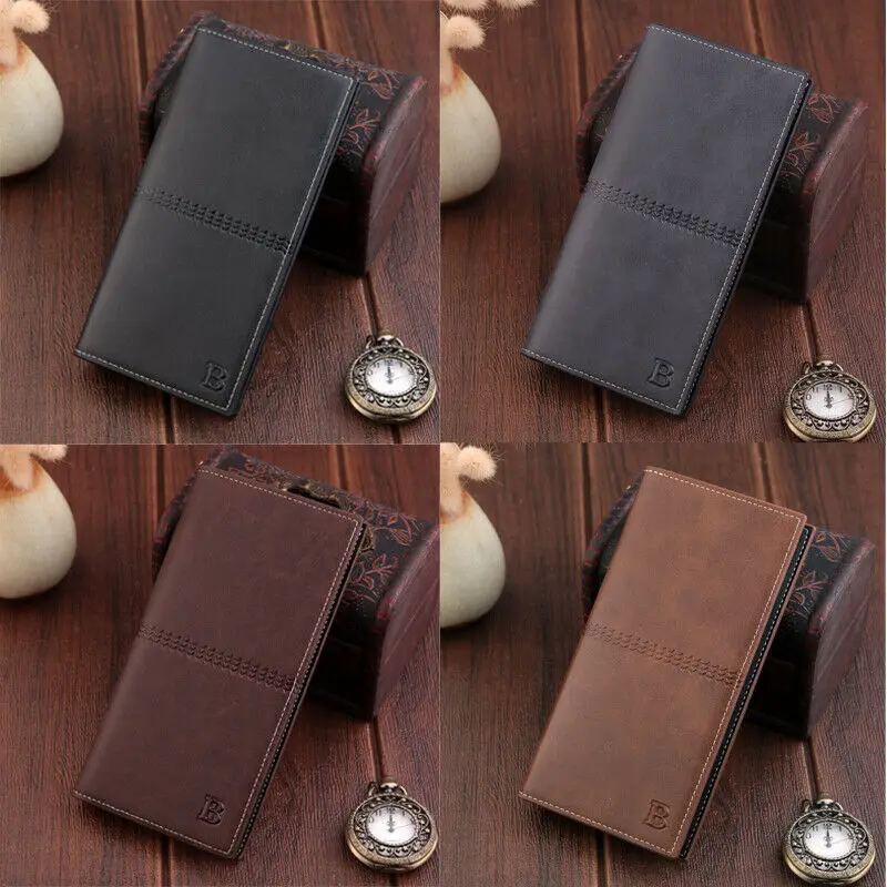 Мужской деловой Роскошный кожаный бумажник из искусственной кожи ID держатель