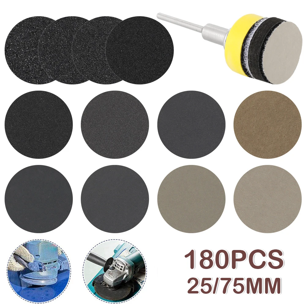 

180 Pcs 1 Inch 3 Inch Round Shape Sanding Discs Abrasive Wet Dry Sandpaper 60-10000 Grits Buffing Sheet Polishing Pad Sandpaper