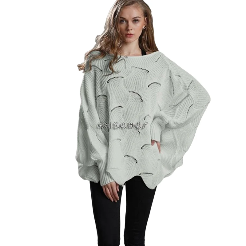 

2019 Autumn Women Sweater O Neck Three Quarter Sleeve Sweater Casual Hollow Out Irregular Fashion Sweaters