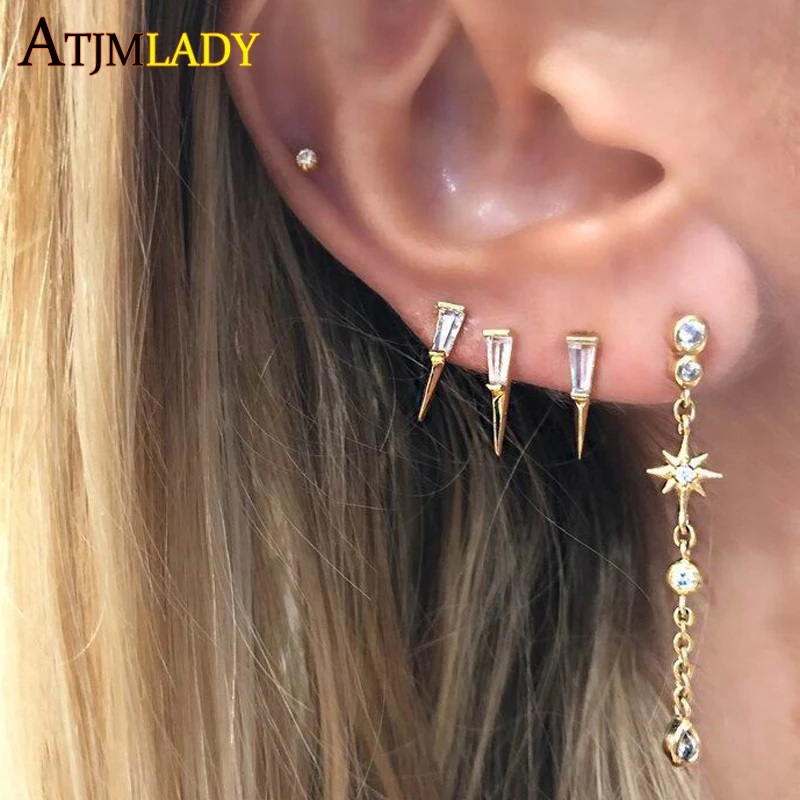 Женские серьги-гвоздики из серебра 925 пробы с фианитами |