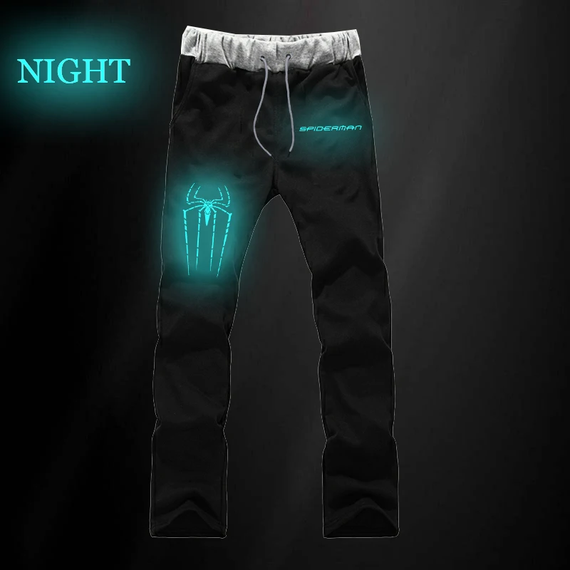 Человек-паук светящиеся повседневные штаны с карманами Мужские для косплея бег