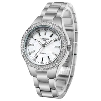 chronos women watch rhinestones simple dial stainless steel folding clasp bracelet luxury ladies fashion wristwatch ch36