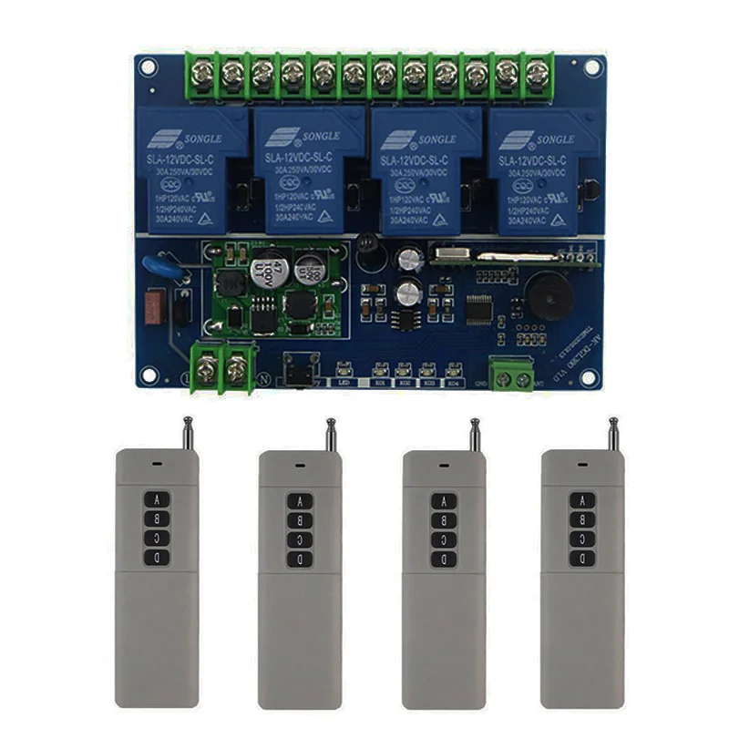 

DC12V 24V 36V 48V 4CH 30A RF Беспроводной дистанционного Управление реле светильник/лампа/окно/внутренний и внешний створчатый распашный гаражных вор...