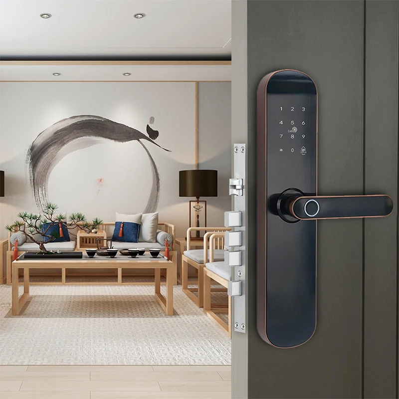 Дешево Дверной смарт-замок V18F с Биометрическим распознаванием отпечатков пальцев