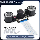 Raspberry Pi 4 5 Мп камера широкоугольная веб-камера рыбий глаз 15 см FFC-кабель 1080P камера ночного видения для Raspberry Pi 4 Модель B 3B + 3B