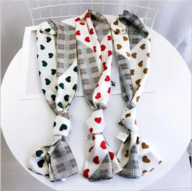 

Женский шелковый шарф с принтом в виде сердец, 145*15 см