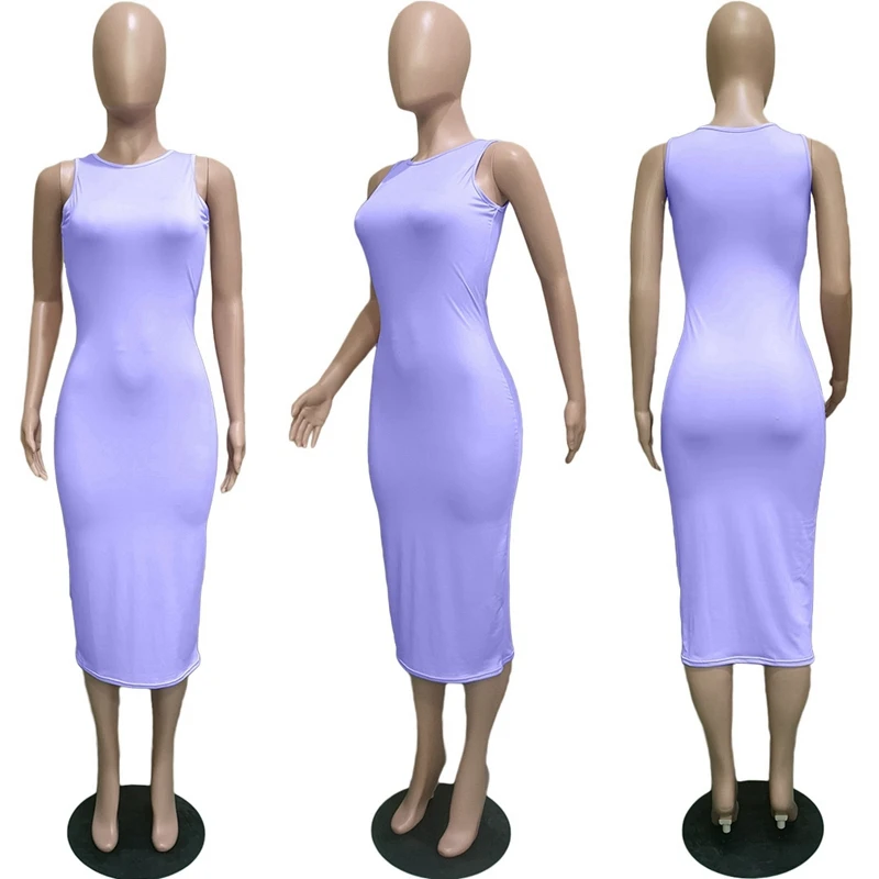 

Solid Basic Bodycon Summer Dress Casual Party Midi Dress Clubwear Streetwear Beach Stretch Slim Skinny Dresses for Women 2021