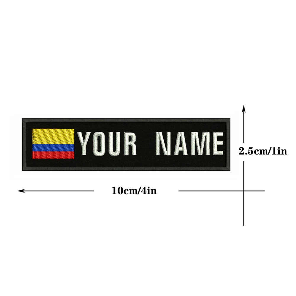 

Colombian flag Colombia 10X2.5cm Embroidery Custom Name Text Patch Stripes badge Iron On Or Velcro Backing Patches For Clothes