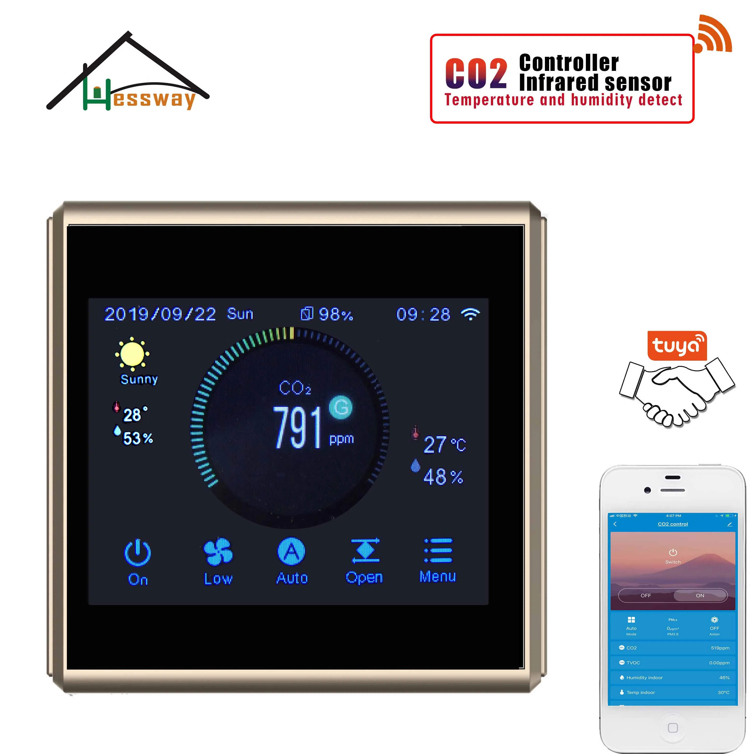 HESSWAY TUYA Wi Fi Домашний Профессиональный CO2 газовый регулятор для температуры и