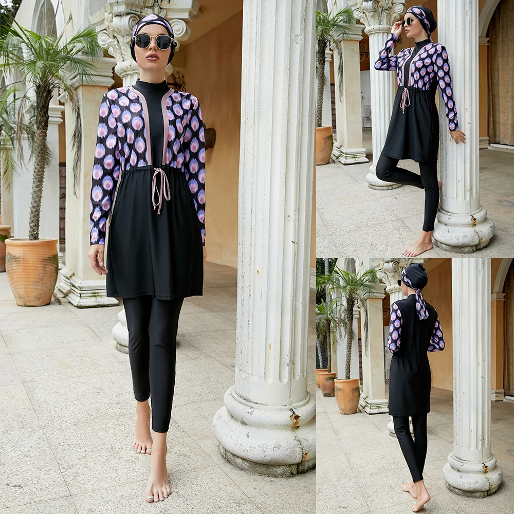 Женский Мусульманский купальник купальники Burkini Mujer Moslem Maillot De Bain Femme цельный