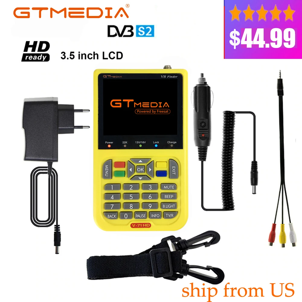 GTMEDIA DVB-S2 V8 Finder HD цифровой спутниковый Finder измеритель сигнала с 3,5 дюймовым ЖК-дисплеем MPEG-4 Sat Finder 1080P V8 Finde