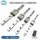 Линейная направляющая 15 мм MGN15 200 250 300 350 400 450 500 550 600 650 мм + блок MGN15H или MGN15C для 3D-принтера с ЧПУ, длинная линейная каретка