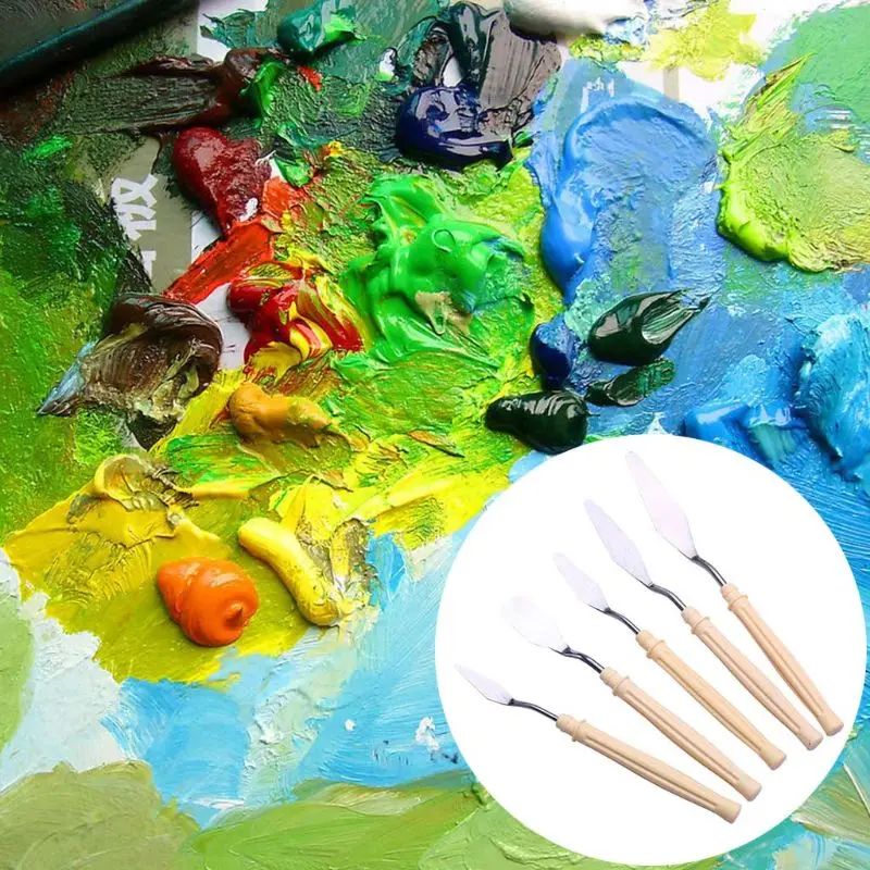 

5pcs/set Oil Painting Palette Knife Professional Stainless Steel Scraper Spatula Art Supplies for artist Color Mixing