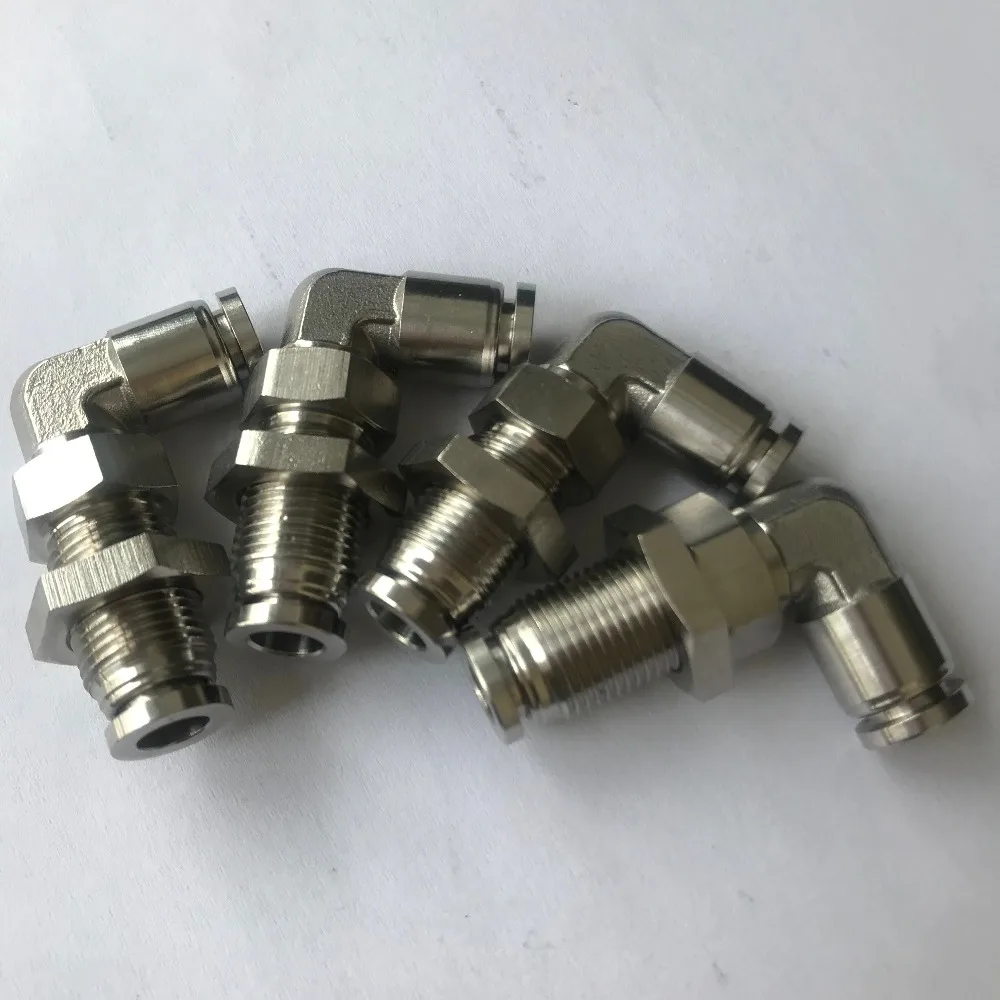 Pneumatic Stainless steel Hose 4-12mm Quick Connect Air Fitting PLM Union 90 Degree Elbow Plastic Bulkhead fitting | Обустройство