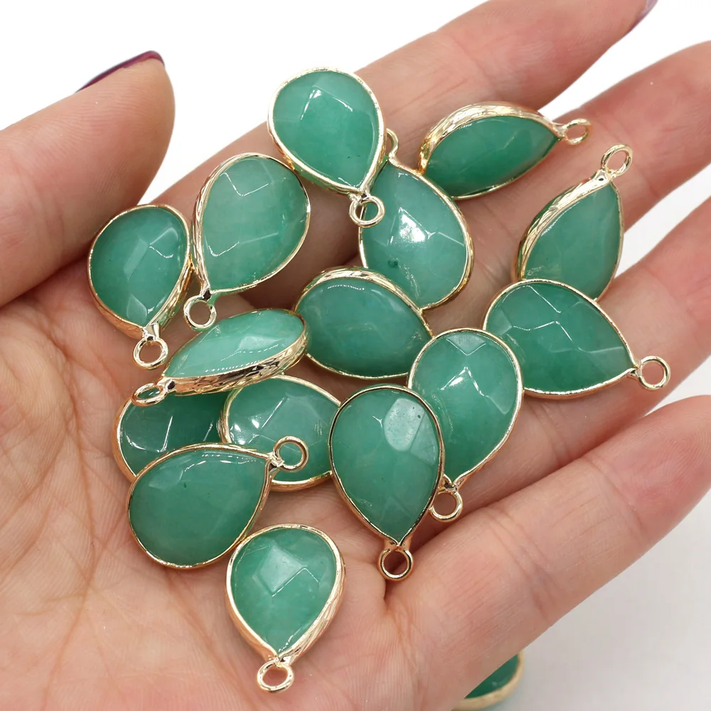 

Natural Malaysian Jad Pendant Section Water Drop Shape Stone Pendant for Jewelry Making DIY Necklace Size 14x23mm