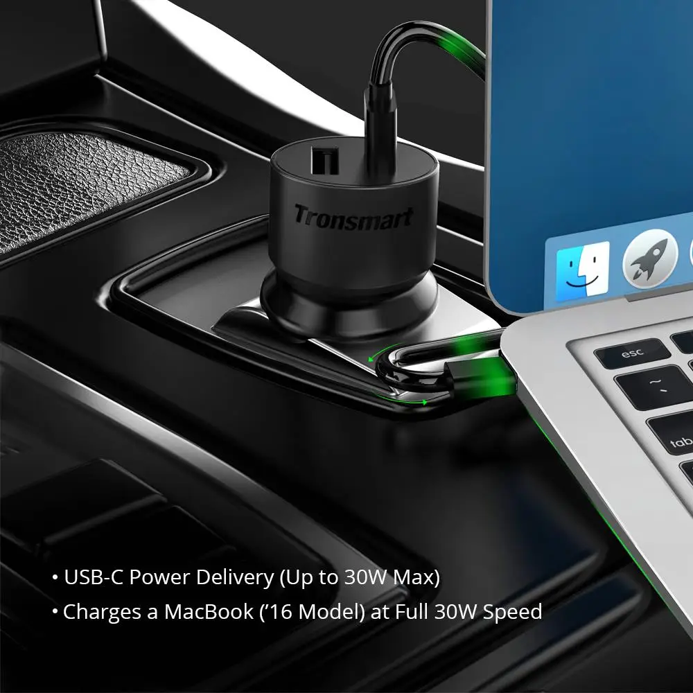 Tronsmart C2P изготовления 42вт USB-C 2-Порты и разъёмы автомобиля Зарядное устройство с Мощность доставки для Google Pixel/Pixel XL/MacBoo/iPad Pro