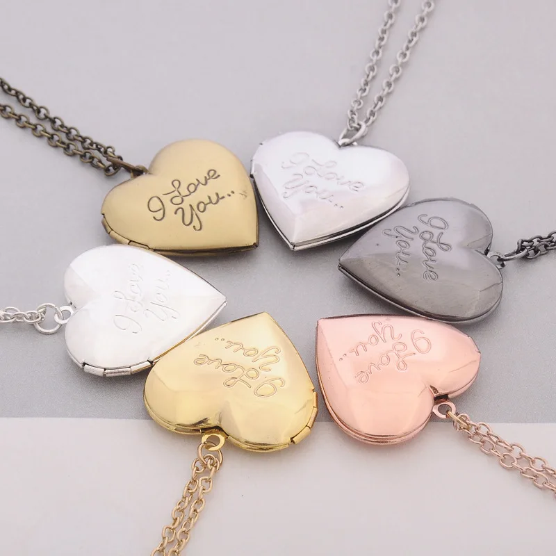 

I love you Heart Pendant Secret Message Locket Necklace Gift For Lover Couples Custom Message