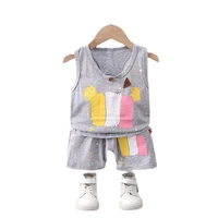 new summer kids fashion o neck clothes suit toddler cartoon vest shorts 2pcssets children casual baby boys cotton tracksuits