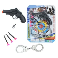kids emission pistol blister card revolver soft bullet gun with handcuffs police model children stall toy wholesale