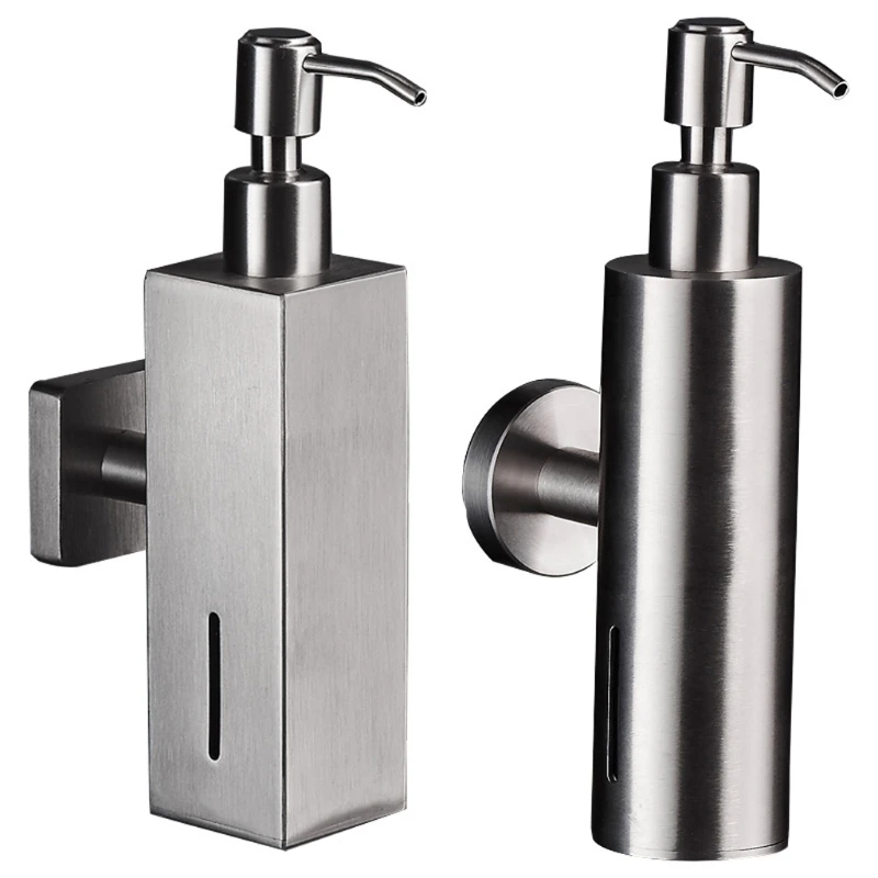 

Stainless Steel Brushed Nickel Finish Soap Dispenser Bathroom Shampoo Box Soap Container Wall Mounted Soap Dispenser