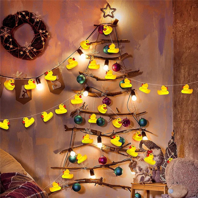 

Fairy Lights Garden lights 10Leds/20Leds Mini Duck LED String Light Garland Battery Christmas Lights christmas decorations 2021