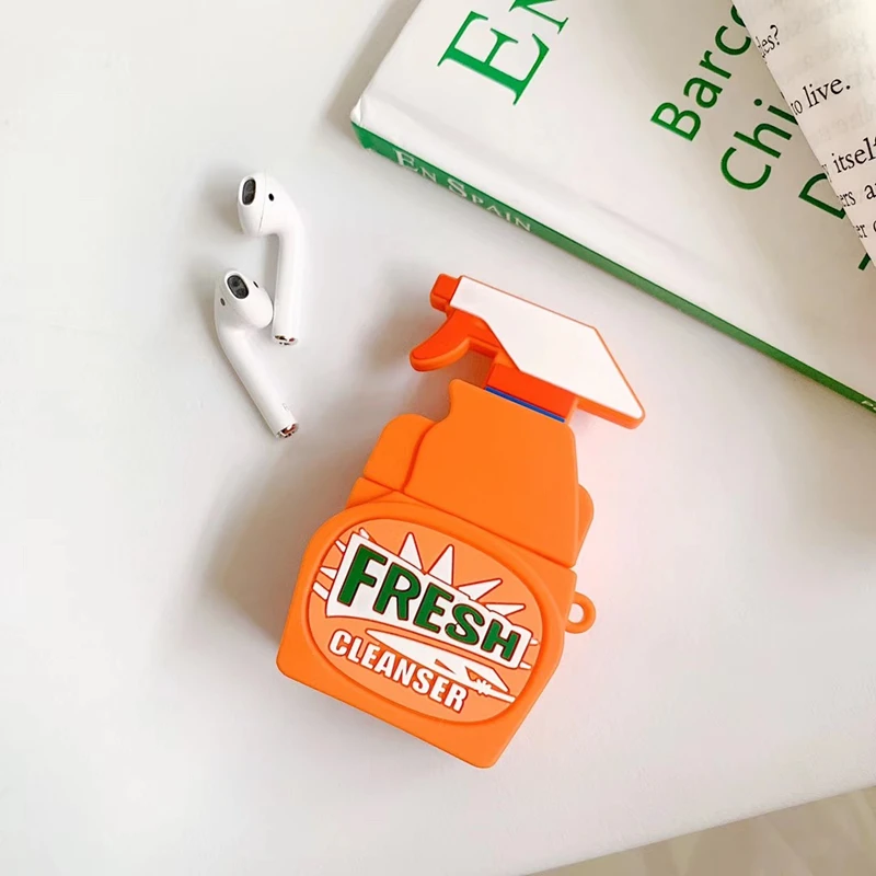 Чехол для Airpods Pro 3D Свежий очиститель бутылки 1/2 Мягкий силиконовый чехол Air Pods 1 2 с
