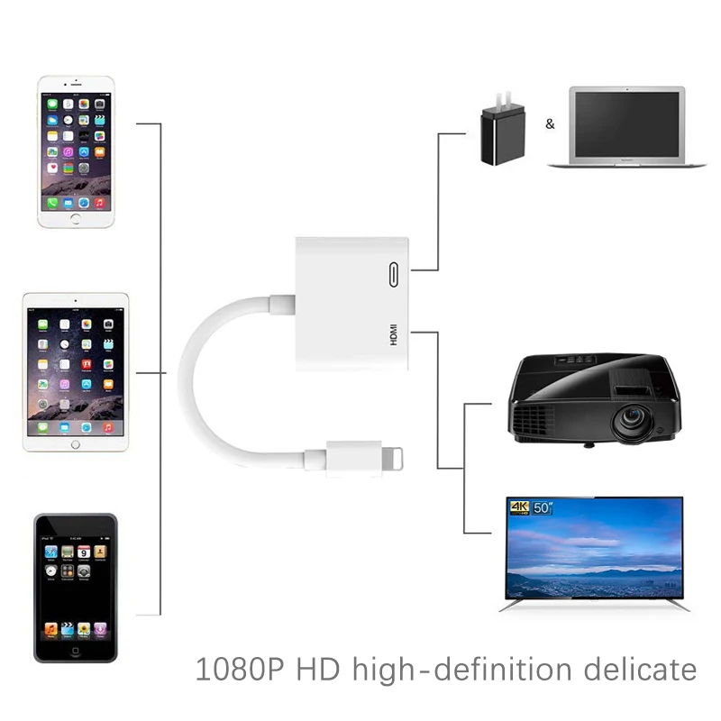 Кабельный разъем USB Новый для Apple к цифровому AV HDMI адаптеру 4K до 1080P HD iPhone X/8 P/6/6 S/7/7