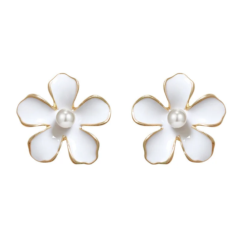 

New style fresh temperament dripping oil flower earrings sweet fashion earrings