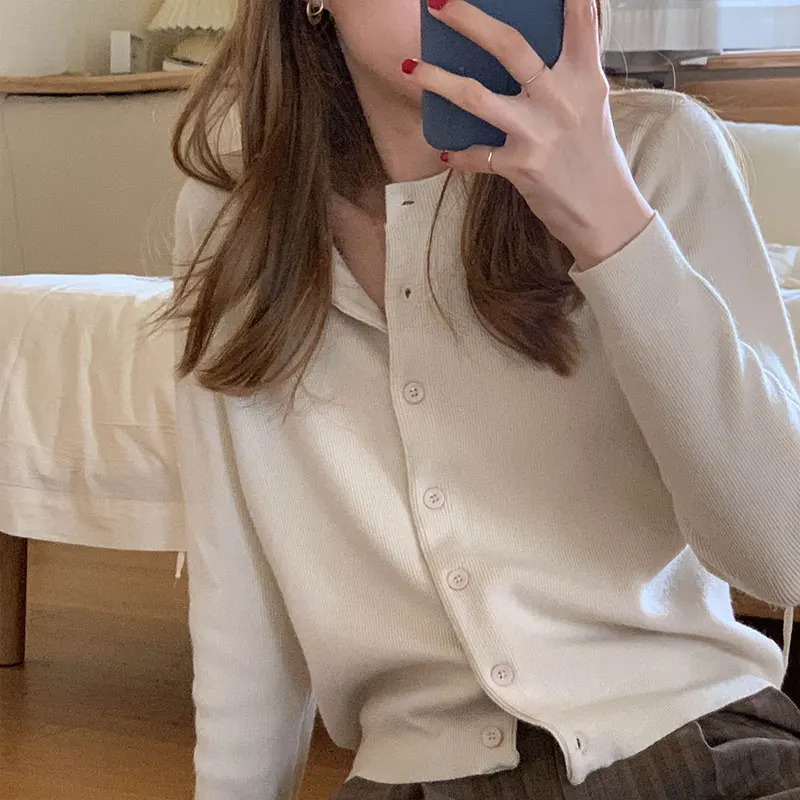 

11Candy colors korean style Women Autumn short Knitted Cardigan Sweater coat Female Outwear Single Breasted Buttons tops (X1614