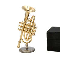1pcs miniature copper cornet model mini musical instrument dollhouse ob11 16 action figure accessories bjd 8 5cm can not paly