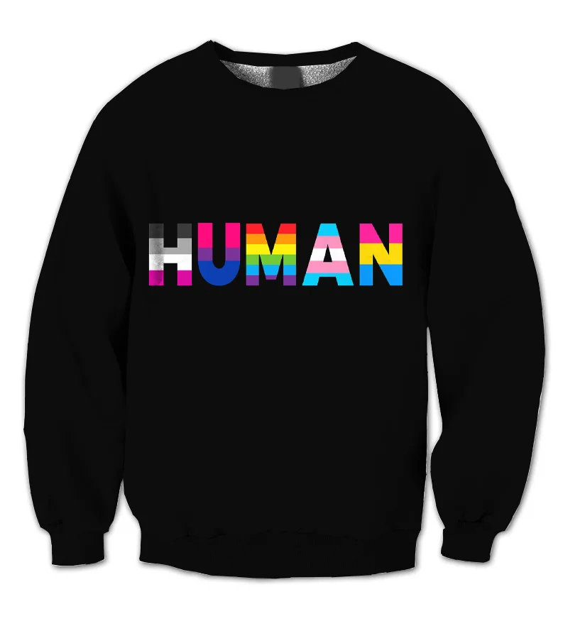 

Реальный Американский человеческий Размер-мы все один-Поддержка ЛГБТ-Любовь и мир сублимационный принт женский размер свитшот с круглым вы...