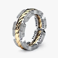 new trendy braided rope shape bohemian crystal inlaid ring mens ring fashion metal crystal ring accessories party jewelry