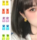 Медведь эффектные минималистичные серьги желе разноцветные клейкий медведь серьги модные милые женские серьги-гвоздики