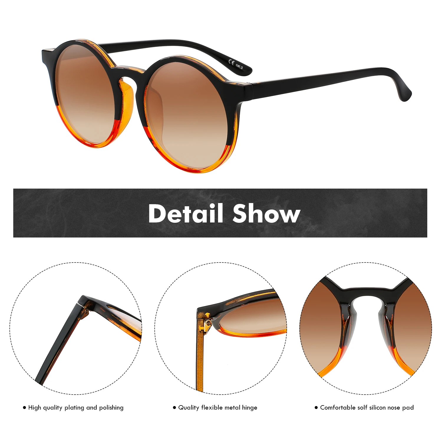 Солнцезащитные очки оверсайз женские круглые брендовые дизайнерские солнечные