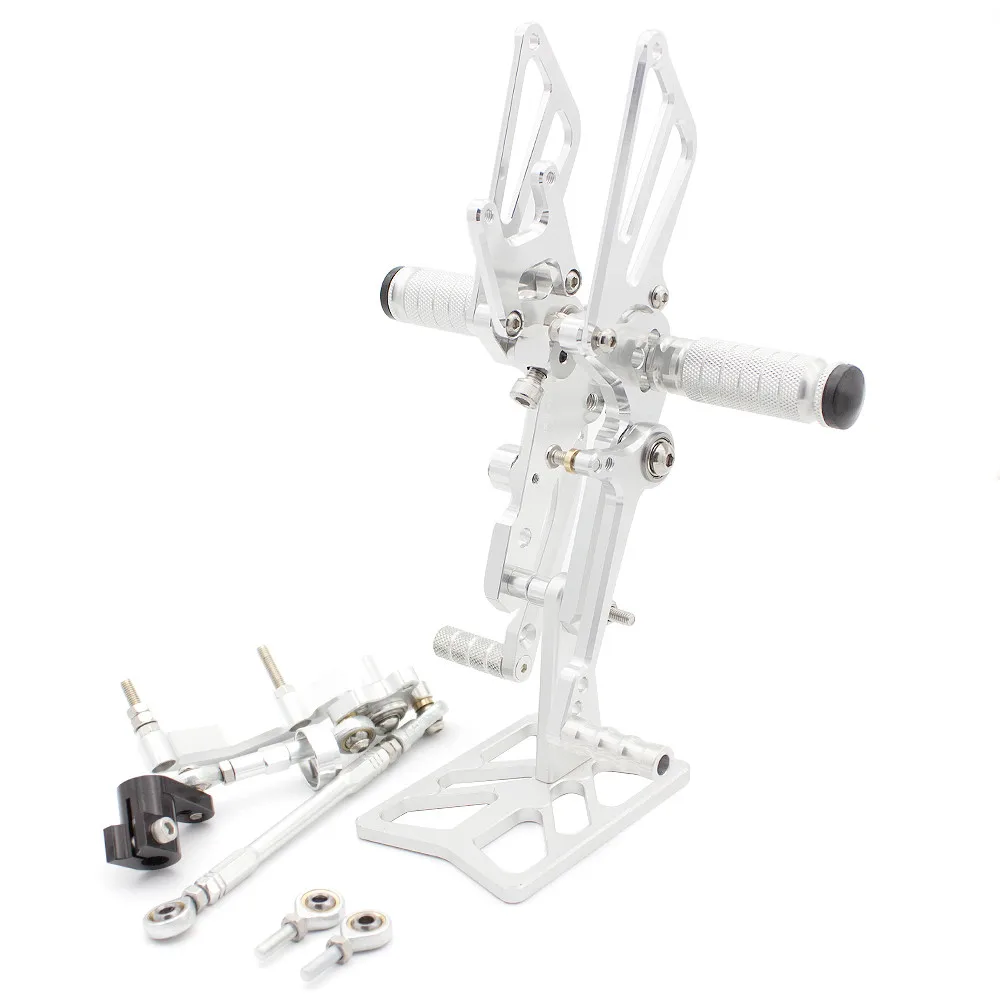 Silver Для KTM 690 Duke 2012- CNC алюминиевый сплав Подножка для мотоцикла Подножка педаль peg Rearset задний комплект - Цвет: Silver